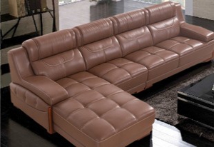 现代真皮客厅沙发 时尚转角组合头层牛皮办公沙发
