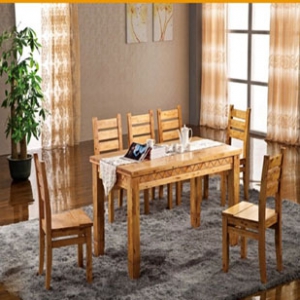 全实木家用餐桌 一桌六椅