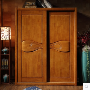 预售-中式实木衣柜 两门推拉衣柜
