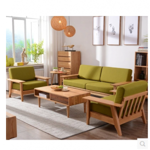 预售-现代简约全实木布艺沙发组合1+1+2