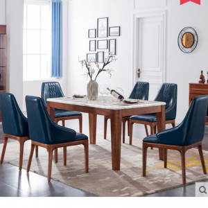 预售-现代北欧实木餐桌+6椅子