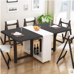 预售-多功能创意折叠伸缩餐桌+6椅子