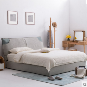 预售-现代简约布艺可拆洗双人床带床垫