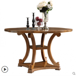预售-美式实木餐桌组合+椅子4把