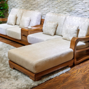 预售-中式胡桃木实木布艺沙发组合3+贵+中柜
