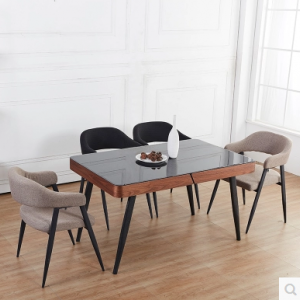 预售-北欧简约现代钢化玻璃餐桌套一桌四椅