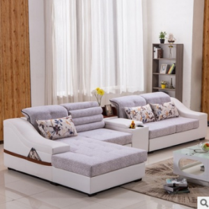 预售-现代简约L型布艺沙发组合3+贵+边几