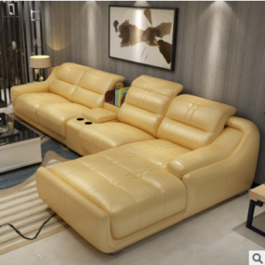 预售-现代简约头层真皮沙发组合3+边几+贵