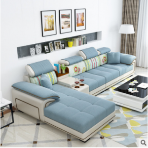 预售-现代简约可拆洗布艺沙发组合3+贵+边几