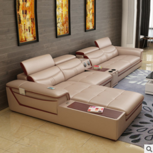 预售-现代多功能真皮沙发组合3+贵+边几
