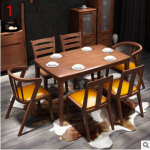 预售-北欧实木混合椅餐桌套1桌+6椅