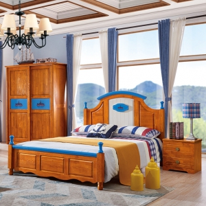 预售-儿童实木床套房单双人床1.5/1.2米 橡木床头柜实木简约家具