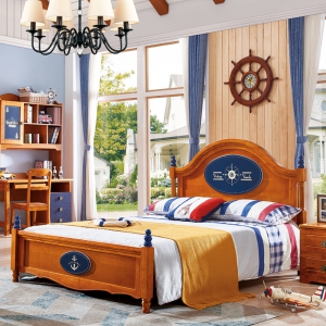 预售-儿童床单人床1.2米全实木床美式乡村卧室家具