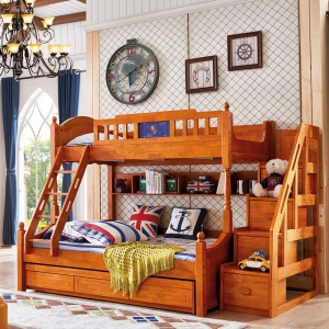 预售-儿童床双层床上下床全实木高低床成人上下铺床母子床美式多功能床