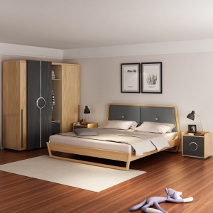 预售-实木床1.8米双人床现代简约北欧原木软靠背大婚床