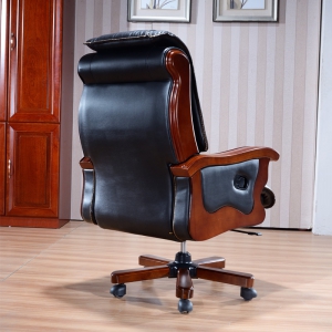预售-办公家具办公椅真皮椅可躺椅总裁椅实木皮油漆大班椅老板椅子