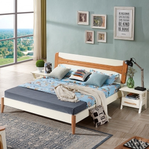 预售-实木床1.8米现代简约主卧北欧双人床1.5米橡木卧室家具婚床白色床