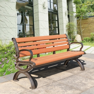 预售-户外公园椅长椅休闲广场椅碳纤维室外铸铝坐具铁艺防腐木长凳