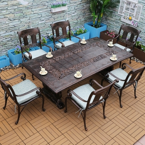 预售-户外桌椅铸铝庭院花园别墅餐桌室外露台桌椅组合休闲家具