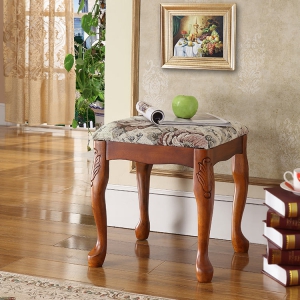预售-凳子梳妆凳卧室全实木化妆凳软包梳妆台结实简约美式凳