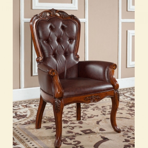 预售-欧式沙发椅美式实木书椅真皮电脑椅单人休闲椅