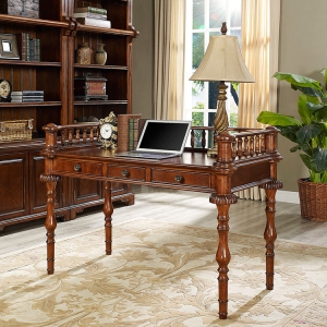 预售-美式实木书桌办公桌欧式写字台老板电脑书台书房家具