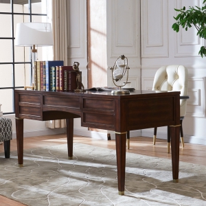 预售-美式实木书桌后现代轻奢写字台书房家具电脑桌办公桌