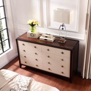 预售-美式实木斗柜卧室简约欧式八斗柜地柜储物柜子