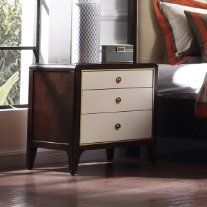 预售-美式床头柜卧室现代简约欧式实木床头柜储物柜子