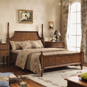 预售-美式床实木床 简约双人床1.8米主卧婚床1.5大床家具