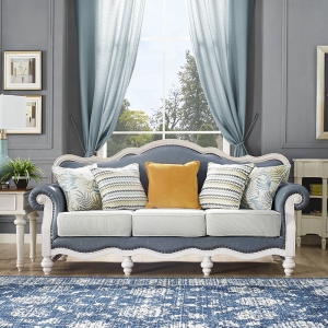 预售-美式真皮沙发客厅三人欧式白色实木沙发组合简约家具