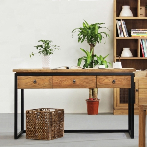 预售-美式乡村复古书桌电脑桌台式桌书房简约办公桌子 实木新中式家具