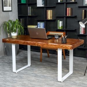 预售-美式铁艺实木会议桌办公电脑桌写字台桌家用学习书桌原木餐桌桌子