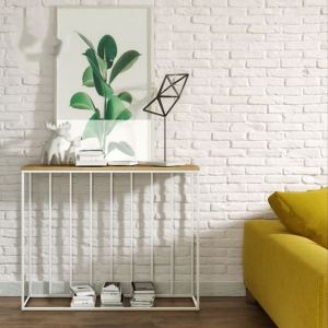 预售-北欧创意端景台玄关桌白色铁艺现代简约客厅装饰实木墙边窄桌