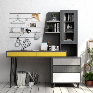 预售-北欧创意可伸缩书桌书架组合电脑桌写字台学习桌现代简约书房家具