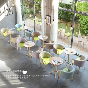 预售-北欧日式咖啡厅实木椅 简约休闲主题西餐厅奶茶甜品店餐桌椅组合