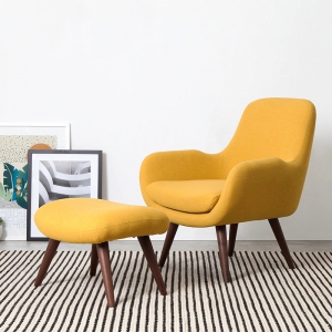 预售-北欧布艺单人沙发小户型卧室休闲懒人椅美式老虎椅日式单椅