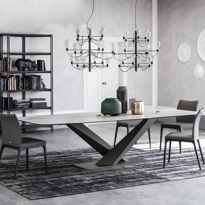 预售-北欧设计师餐桌大理石长方形创意吃饭桌子后现代简约餐桌椅子组合