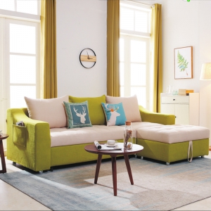 预售-北欧式布艺沙发组合小户型客厅家具多功能可拆洗简约三人位沙发床