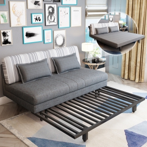 预售-懒人沙发床小户型多功能推拉1.8双人两用客厅办工简约布艺可折叠