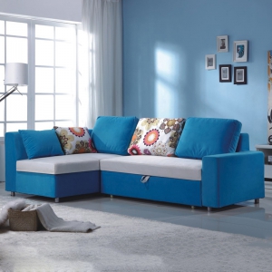 预售-简约现代布艺沙发组合 小户型折叠储物脚踏三人左右转角布沙发床