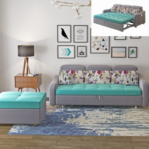 预售-多功能沙发床一件代发可折叠推拉床储物小户型布艺客厅沙发三人位