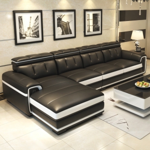 预售-真皮沙发组合 客厅真皮沙发组合套装 真皮沙发 转角客厅沙发