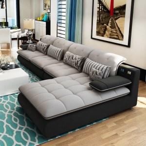 预售-布艺沙发大小户型简约现代客厅家具整装转角L型组合沙发可拆洗