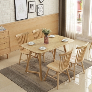 预售-北欧全实木餐桌餐椅组合客厅家用折叠餐桌长方型原木大小户型饭桌