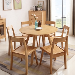 预售-北欧全实木餐桌椅组合简约日式小户型家具餐厅圆桌家用吃饭木桌子