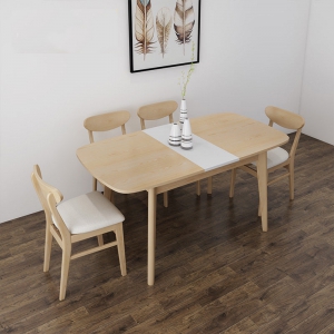 预售-北欧白蜡木伸缩餐桌现代简约客厅餐桌椅组合家用经济大小户型饭桌