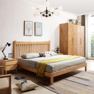 预售-北欧全实木床 双人1.8米1.5米床日式小户型主卧婚床卧室原木