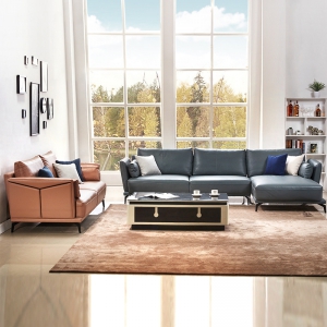 预售-北欧风格真皮沙发简约后现代客厅123组合小户型三位贵妃皮艺沙发