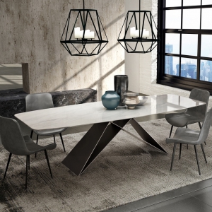 预售-意式极简大理石餐桌椅组合 现代简约家用北欧铁艺长方形吃饭桌子